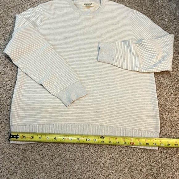 Goodthread Cotton Sweater Men's xL Gray Striped Waffle Knit Crew Neck Pullover - Picture 8 of 11